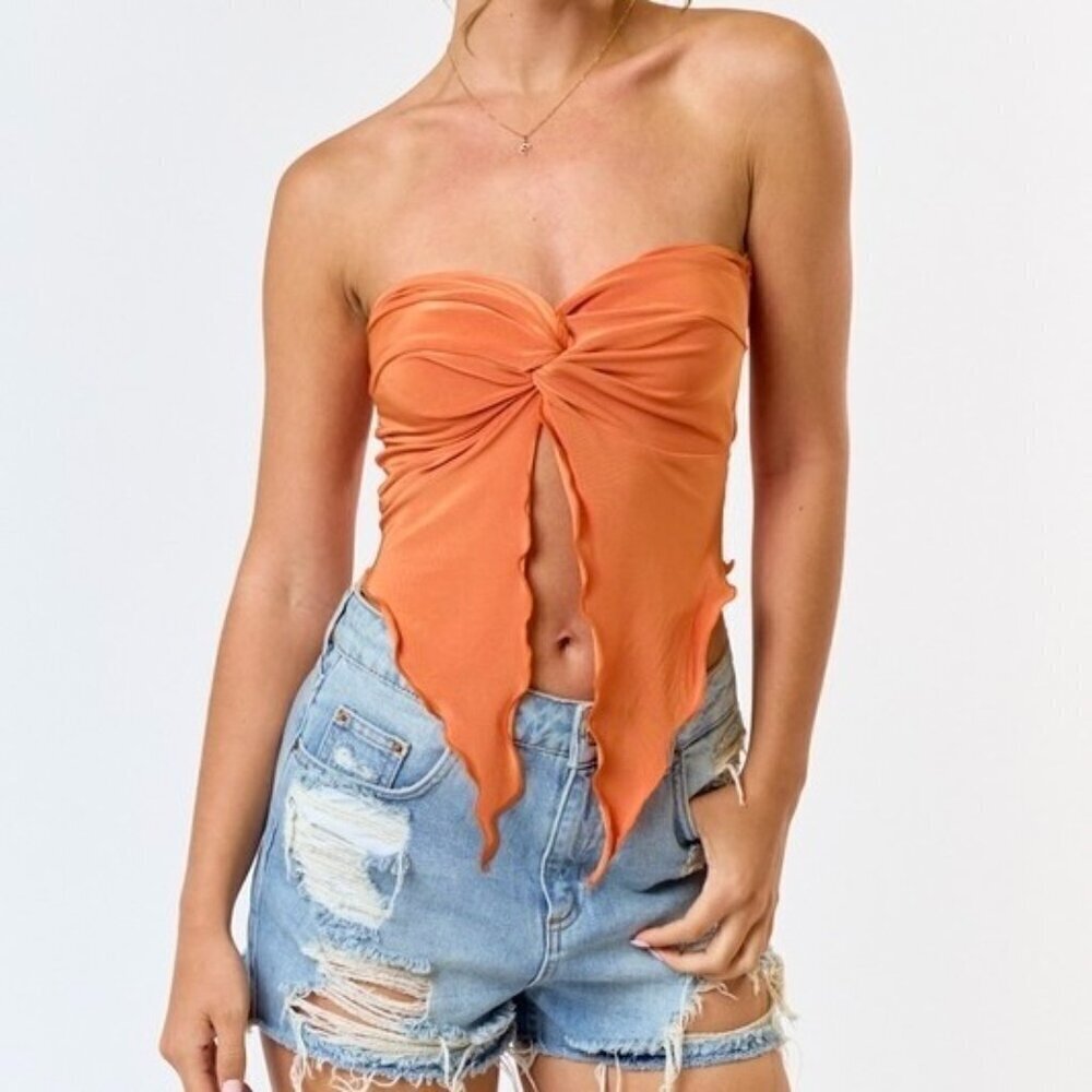 1 LEFT!! ALL MINE ORANGE FRONT TWIST TOP